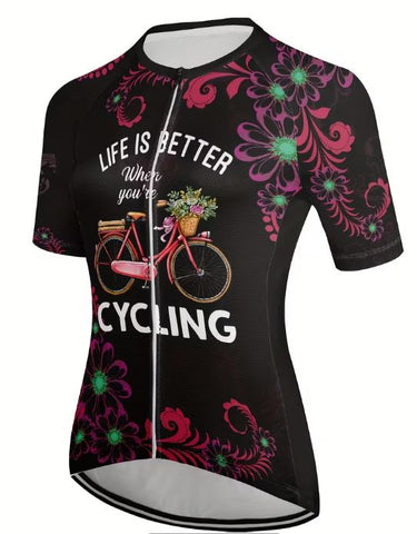 Maillot vélo à manches courtes femme noir La Boutique du Triathlon