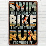 Plaque rétro Swim Bike Run